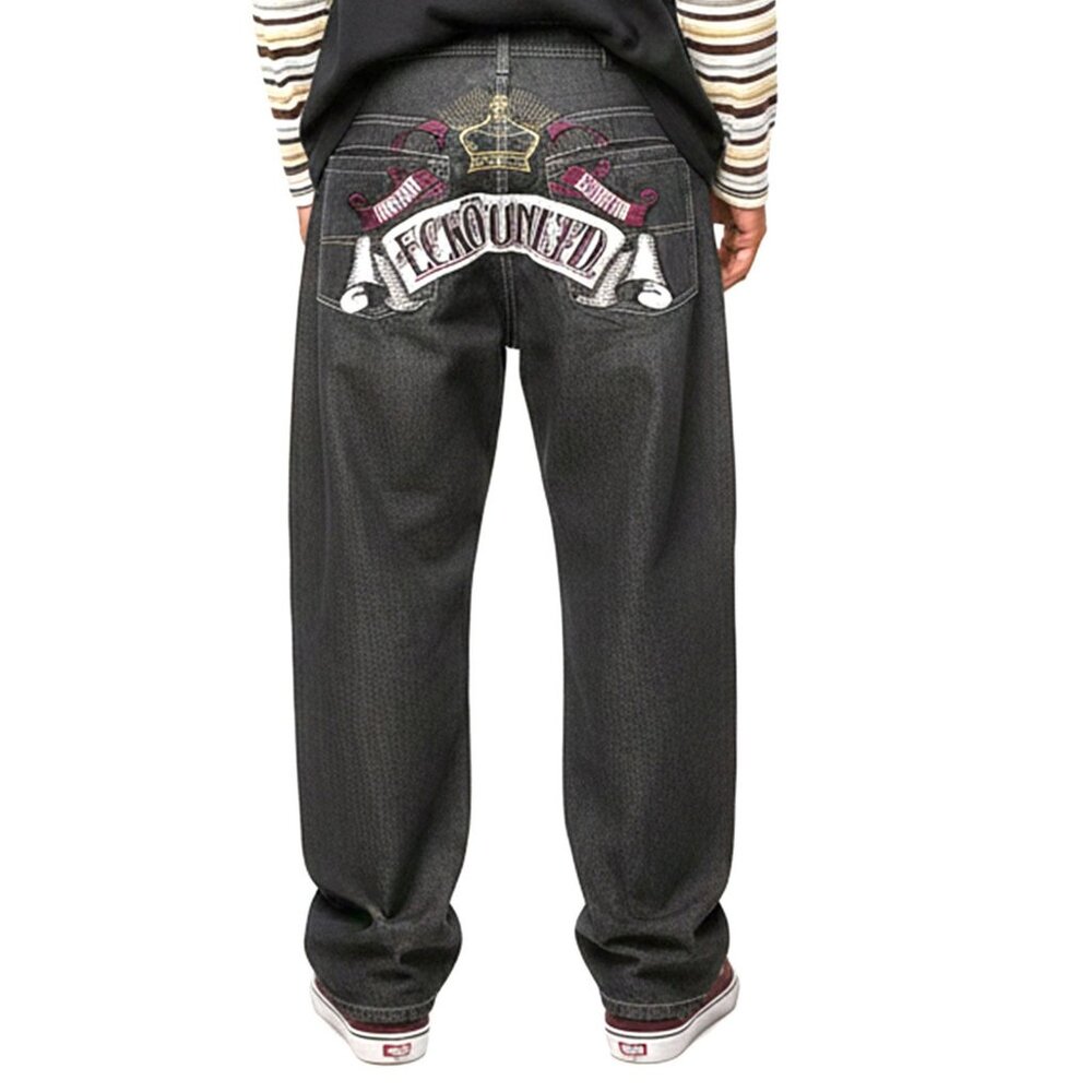 Vintage Y2K Ecko Unltd Baggy Black Jeans Men's Skater Hip Hop Embroidered Denim